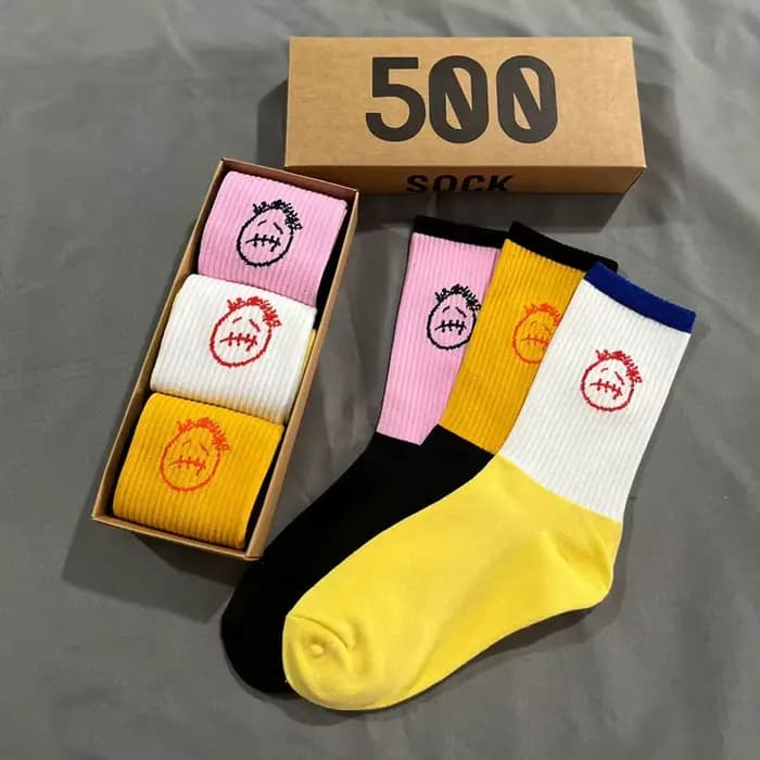 3 paires de coffrets cadeaux avec lettres patchwork chaussettes de sport confortables pour hommes pour skateboard