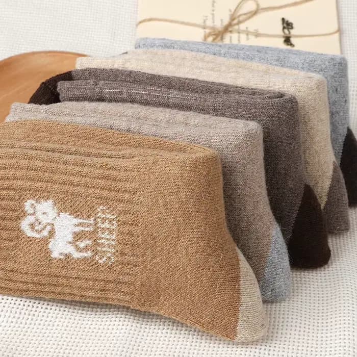 5 paires de chaussettes épaisses en laine à motif de mouton pour hommes