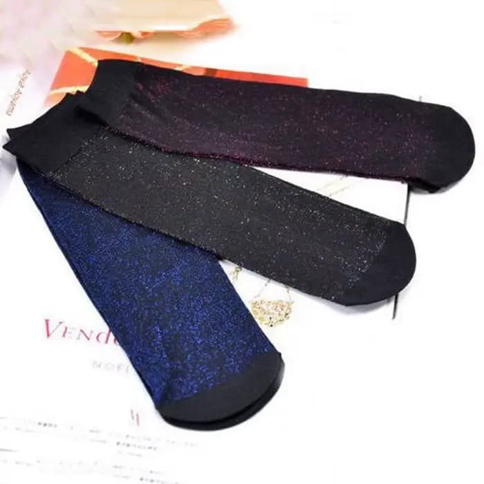 5 paires de chaussettes à paillettes pour femmes, chaussettes courtes en soie, brillantes, Harajuku, douces, amusantes, bonneterie élastique transparente