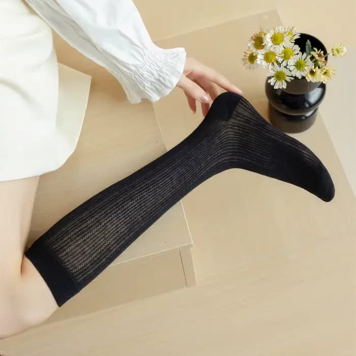 Femmes bas JK Lolita doux filles chaussettes longues bas Style japonais couleur unie noir blanc gris genou chaussettes bas femmes