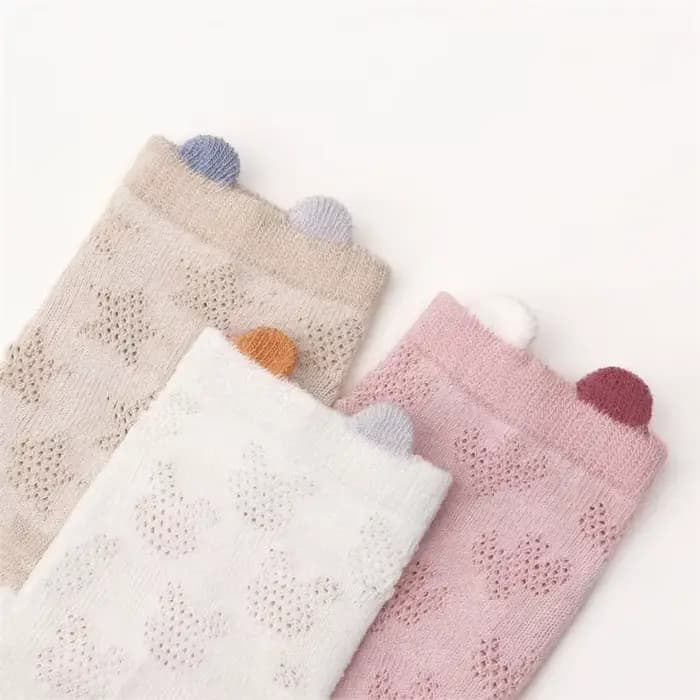 4 paires/ensemble coton respirant enfants chaussettes printemps été mince bébé maille chaussette courte garçons filles