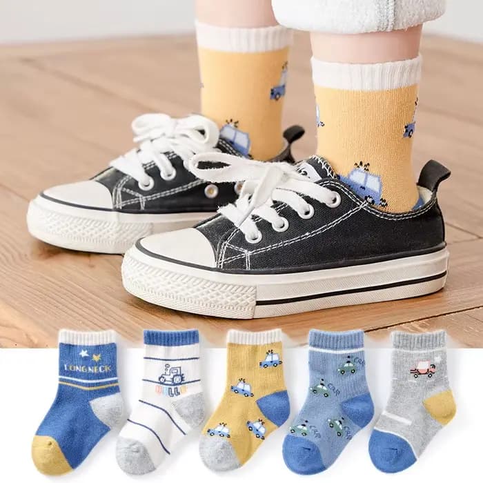 Chaussettes en coton pour enfants, 5 paires, chaussettes chaudes d'hiver pour bébés filles, mignonnes, dessin animé, nouveau-né, décontracté, Sport pour garçons de 0 à 12 ans