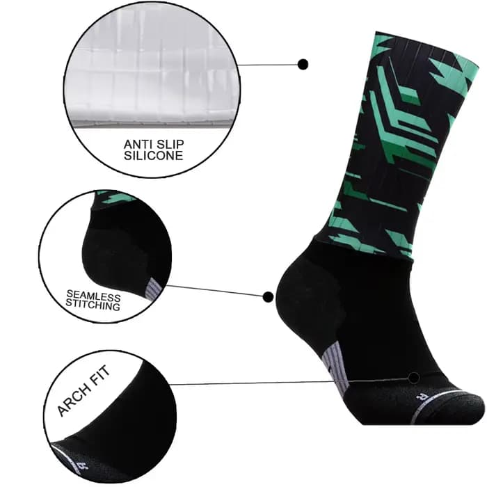Chaussettes de cyclisme professionnelles 2025 – Antidérapantes en silicone, aérodynamiques, pour homme, Coolmax, respirantes, pour le vélo et le basketball