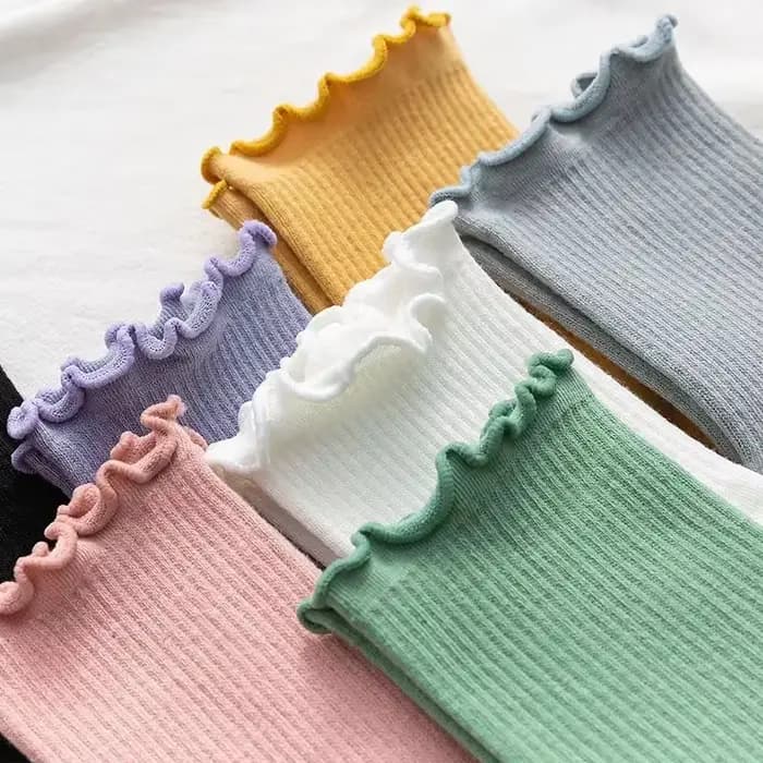 Chaussettes à volants femmes blanc noir froufrous Style Lolita jeune fille japonaise mignon Kawaii coton Harajuku