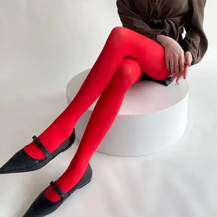 Femmes mode collants rouges Sexy mince velours Leggings translucide élastique rouge