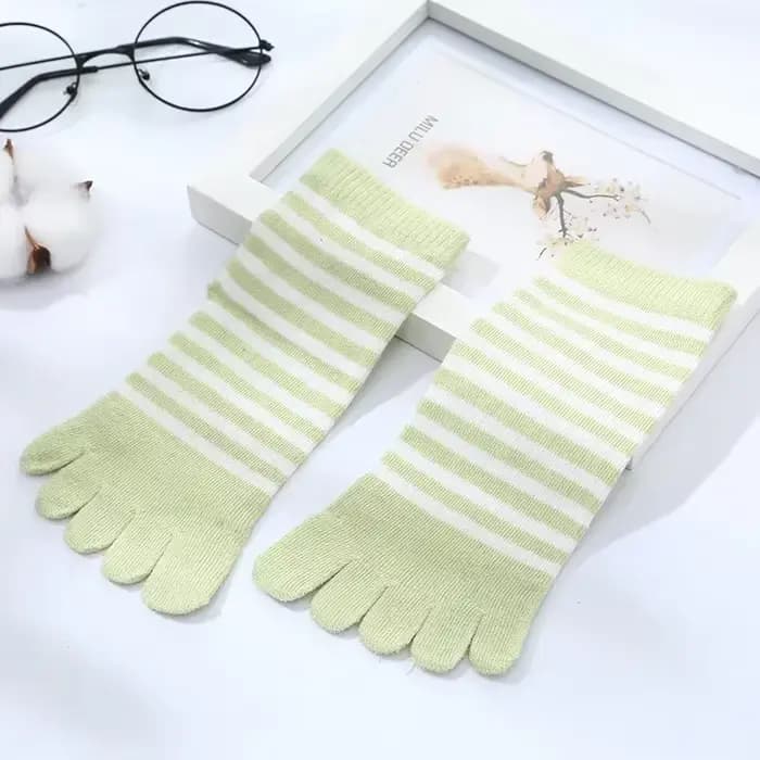 Chaussettes multicolores en coton rayé à cinq doigts pour garçons et filles de 4 à 12 ans