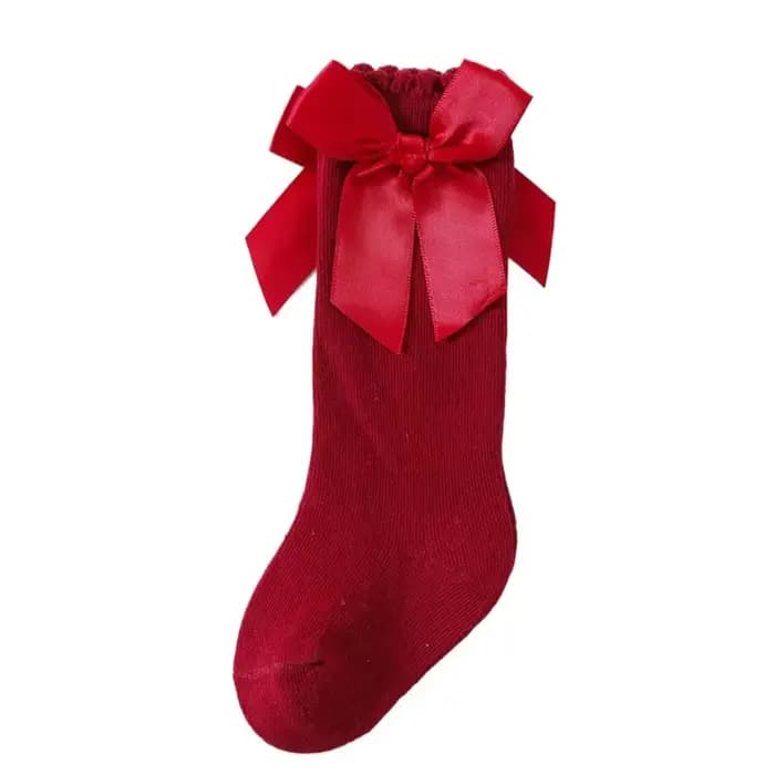 Chaussettes hautes avec nœud au genou pour bébés filles