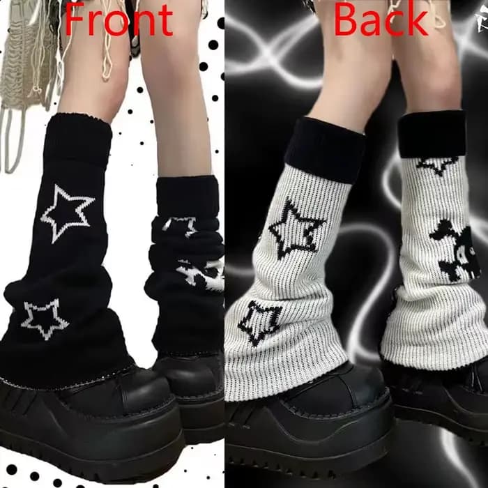 Punk femmes jambe chaussettes gothique crâne étoile Halloween accessoires jambières