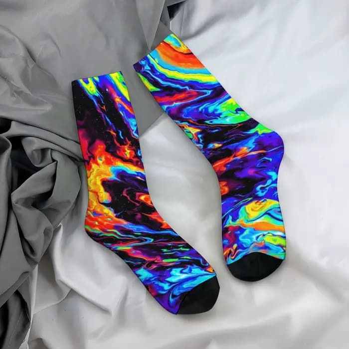 Chaussettes psychédéliques arc-en-ciel pour hommes