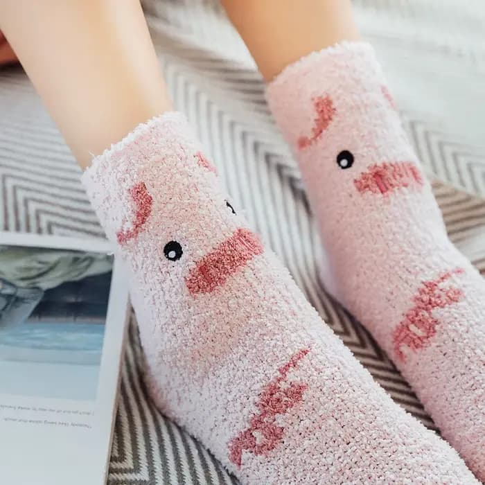 Chaussettes femme dessin animé Kitty cochon Panda Kawaii mignon doux mi Tube