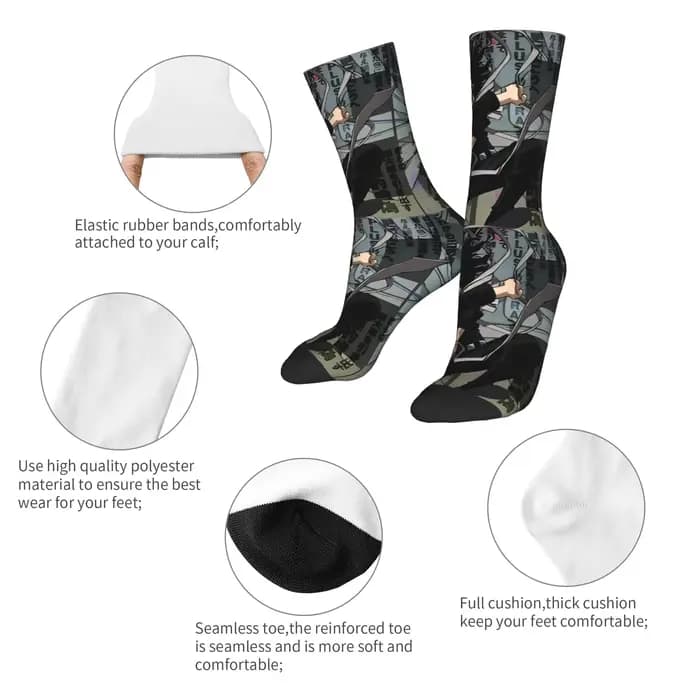 Aizawa Shota Collage chaussettes bas gothiques hommes
