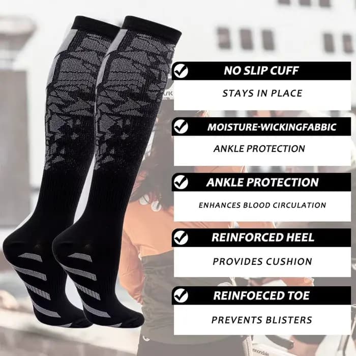 1 paire de chaussettes de sport à compression pour femmes et hommes, chaussettes de soutien des mollets pour la course à pied, les infirmières, la circulation de la grossesse, l'athlétisme