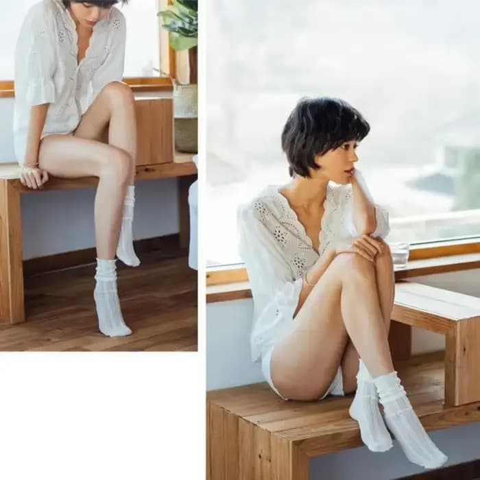 Chaussettes japonaises pour filles Kawaii, mignonnes, en maille, évidées, solides, Harajuku, rétro, vintage, longues, printemps, été