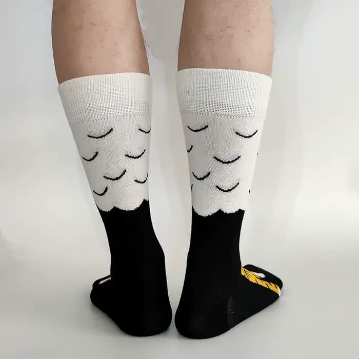 Hommes drôle patte de poulet équipage chaussettes poule pieds jaune longue jambe homme Couple école Freak 3D