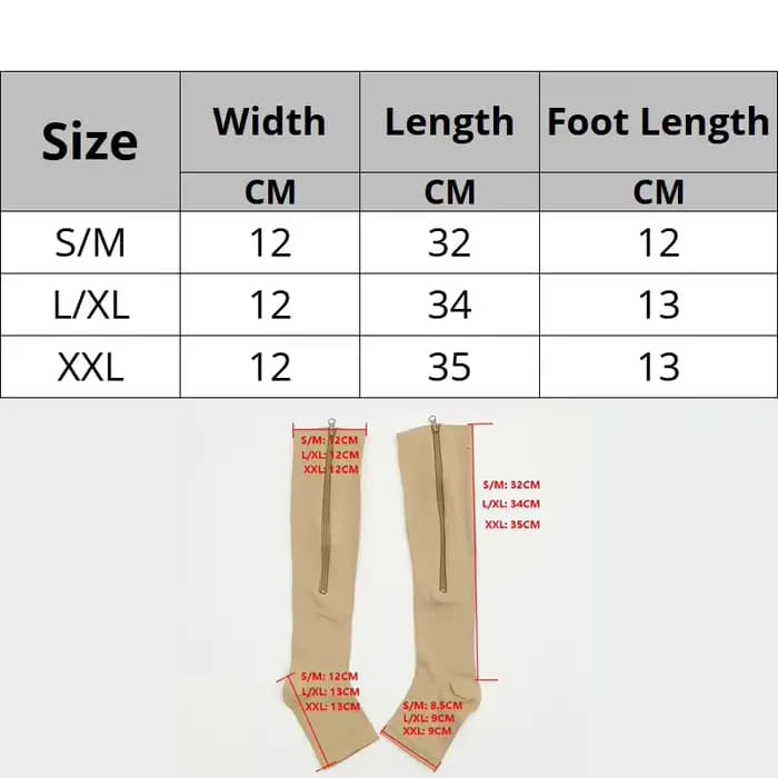 Chaussettes de Compression à fermeture éclair pour femmes et hommes