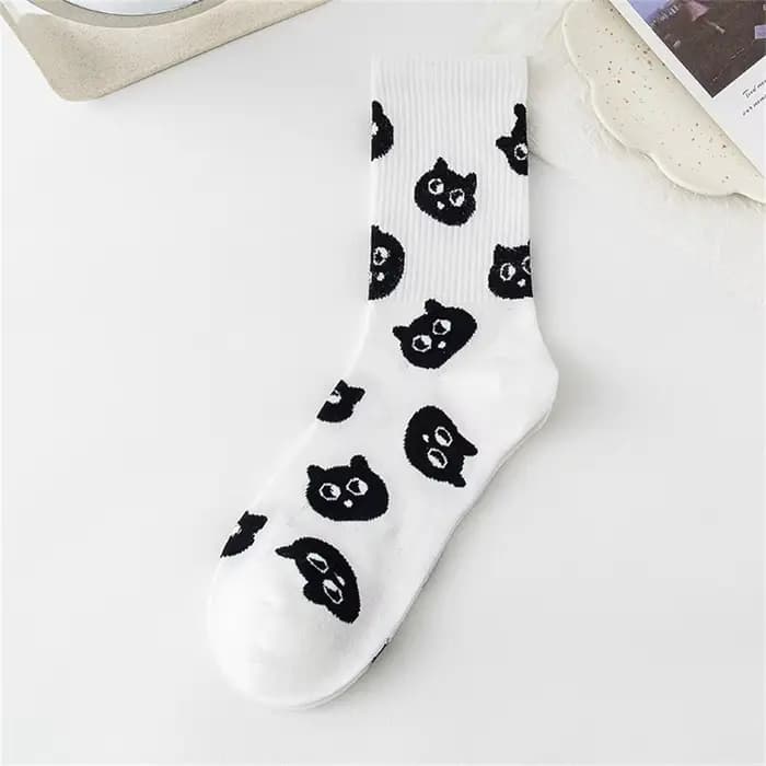 Chaussettes chat mignon noir blanc pour femmes, joli chaton décontracté, cadeau de noël, livraison directe, nouvelle collection