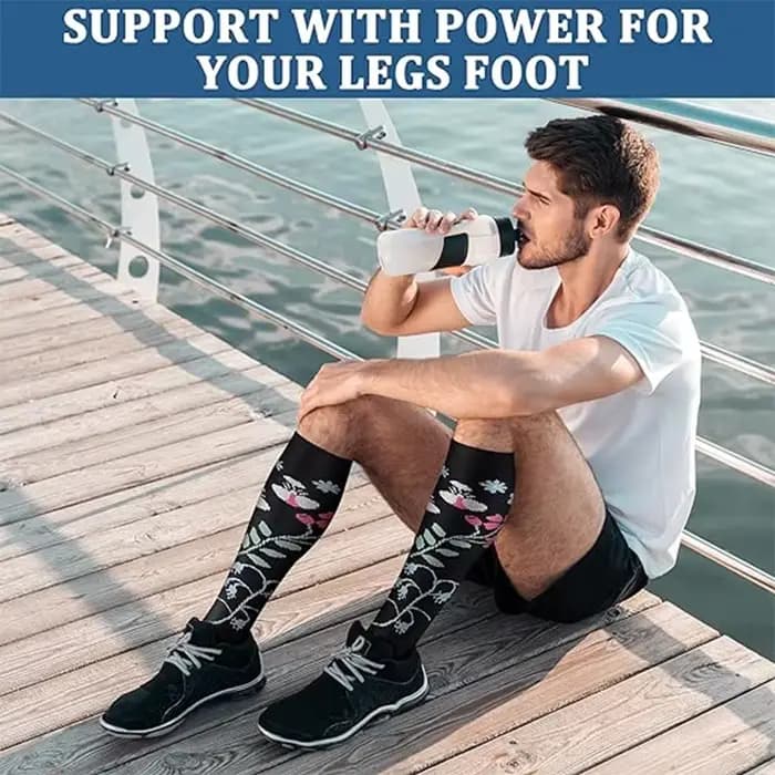 6 paires de nouvelles chaussettes de compression à motif floral
