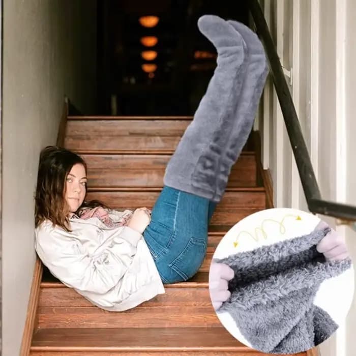 Hiver épaissir chaud femmes flou cuisse genou chaussettes hautes longues jambières Teddy peluche femmes polaire moelleux sur le genou chaussettes