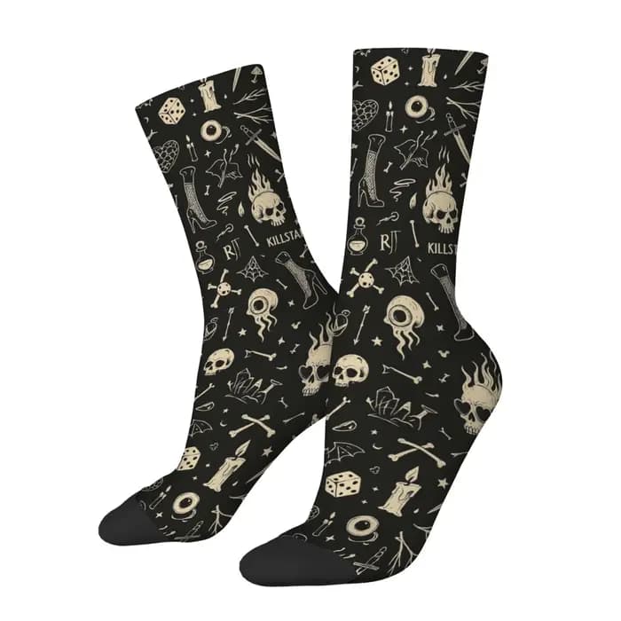 Chaussettes pour hommes avec imprimé de symboles de sorcellerie gothique rétro