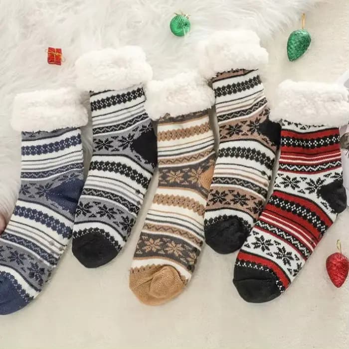 Chaussettes floues pour hommes hiver chaud court épaissi maison dormir thermique doux moelleux pantoufle de sol chaussette mâle cadeau de noël flocon de neige