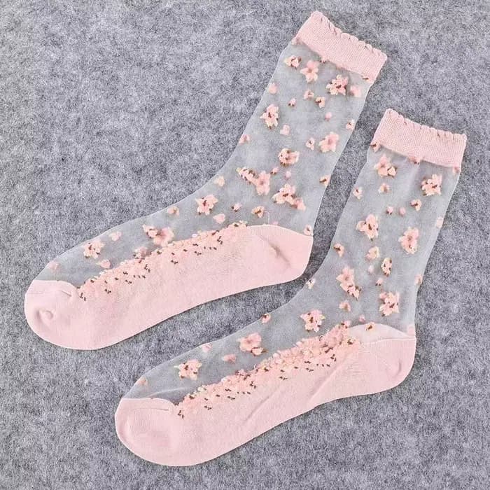 Chaussettes courtes en soie de verre transparente