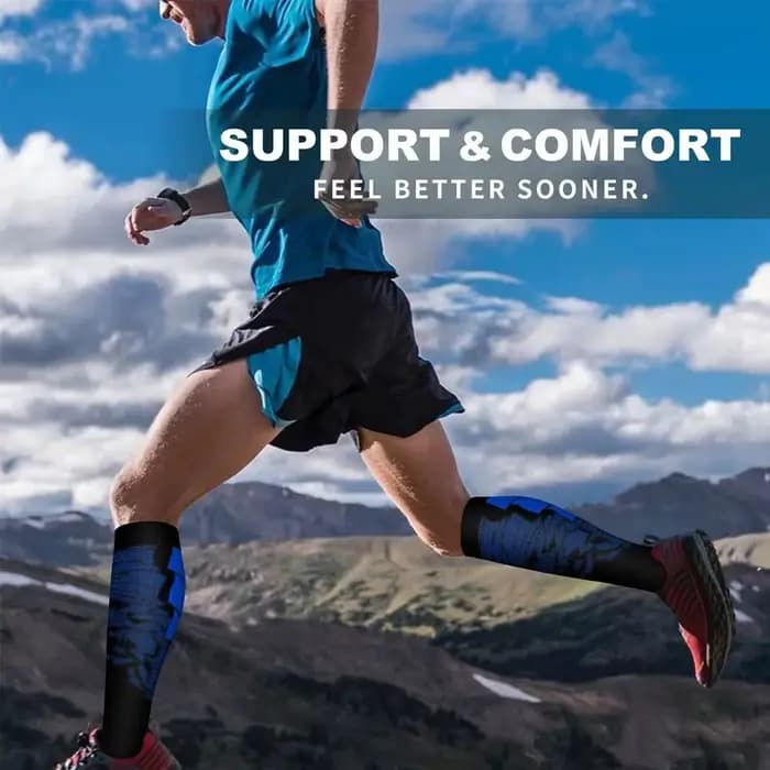 1 paire de chaussettes de sport à compression pour femmes et hommes, chaussettes de soutien des mollets pour la course à pied, les infirmières, la circulation de la grossesse, l'athlétisme