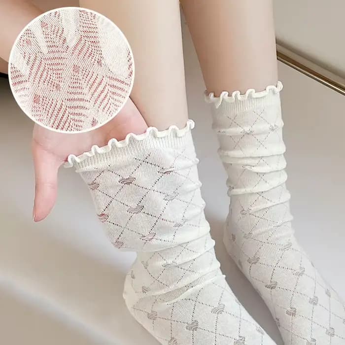 Chaussettes pour femmes Jk Harajuku, blanches et noires, printemps-été, coton, style coréen, simples, mi-tube, respirantes, confortables