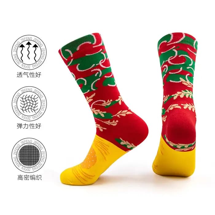 Deux paires de chaussettes colorées à motifs de hamburgers pour hommes et femmes, pour la veille d'Halloween, à offrir à des amis, pour toutes les saisons, automne et hiver