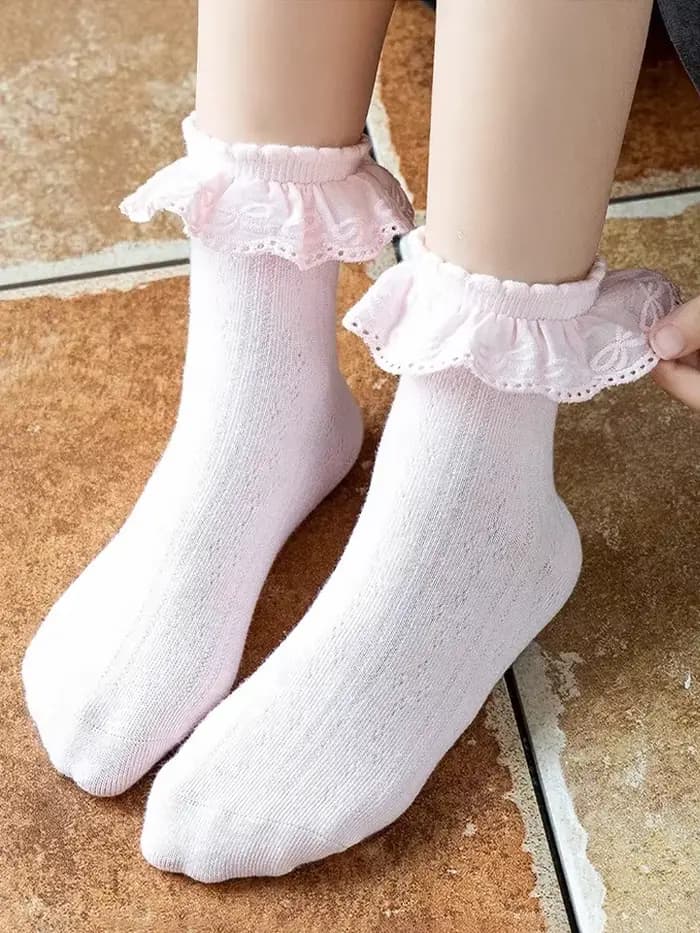 Enfants filles mignon blanc Princsee avec volants dentelle chaussette pour bébé printemps automne coton froufrous danse enfant en bas âge bas courts cheville bas