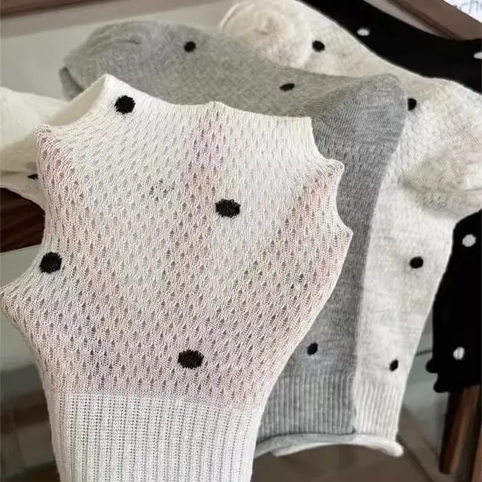 Chaussettes fines en coton imprimé à pois pour femmes