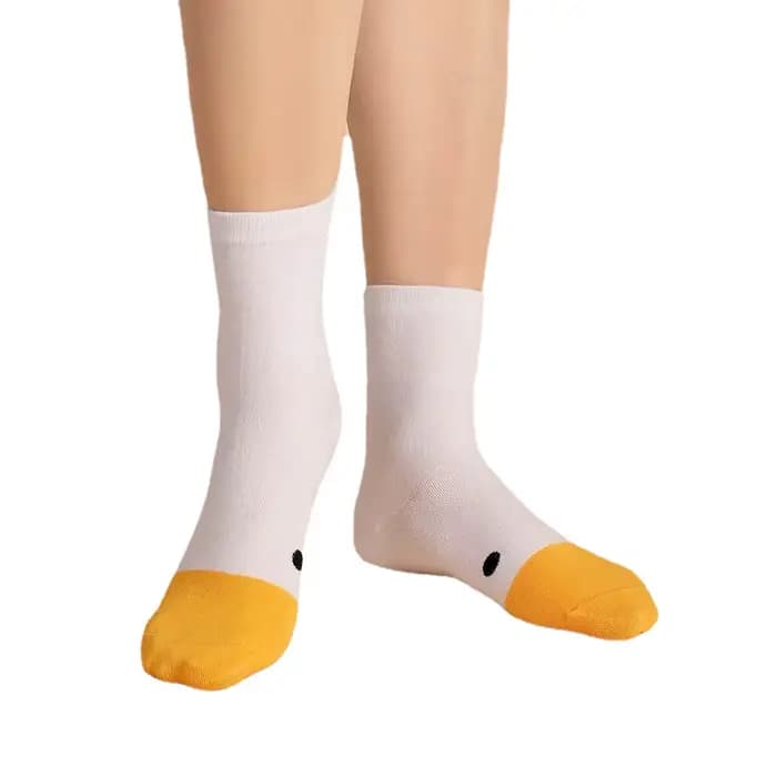 Femmes chaussettes coton mignon Kawaii dessin animé canard imprimé Calcetines Mujer Hip Hop drôle blanc Harajuku fille cadeau Sox Lingerie Skarpetki