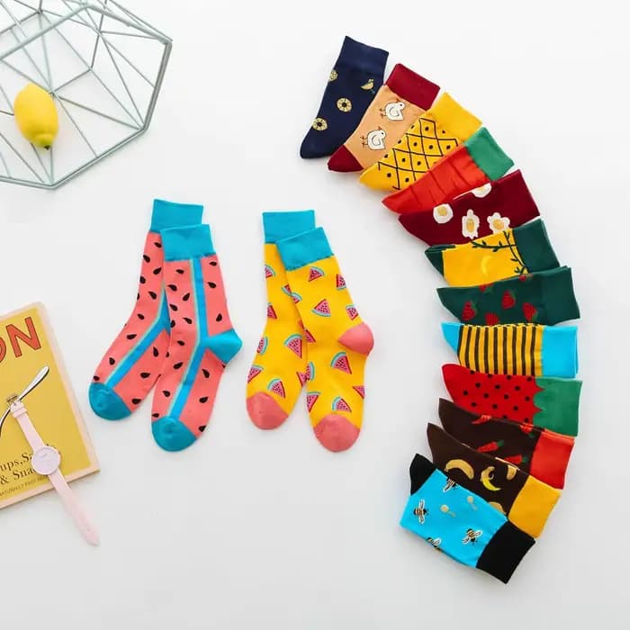 Femmes heureux chaussettes drôles avec impression fruits nourriture Art mignon hiver