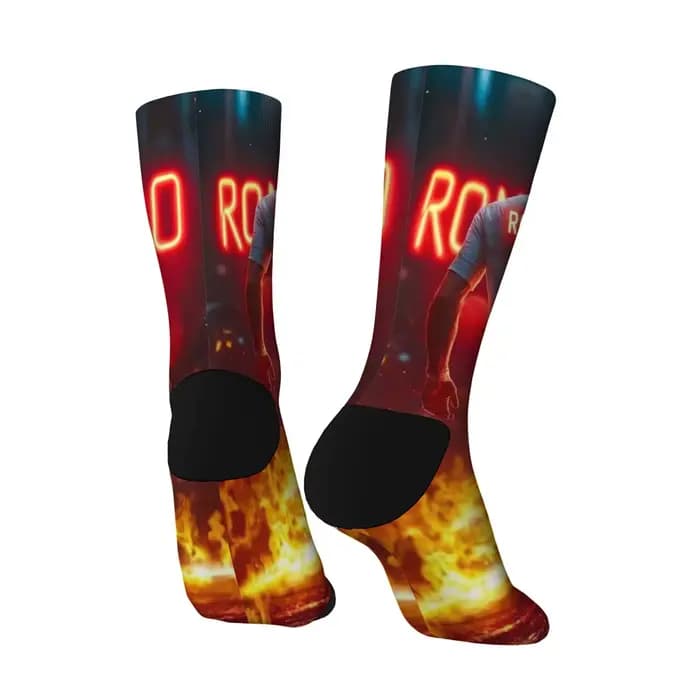 Nouveauté Flame Football CR7 Cristiano Ronaldo chaussettes drôles pour hommes
