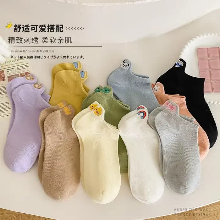 Harajuku femmes chaussettes Kawaii mignon drôle grenouille Panda lapin arc-en-ciel broderie Animal coton