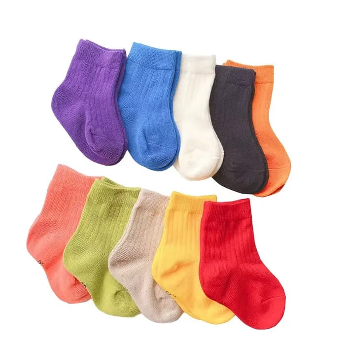 Chaussettes pour enfants coton couleur unie Tube bébé fille garçon