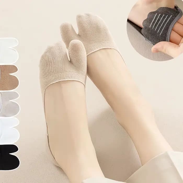 Chaussettes antidérapantes invisibles à deux orteils pour femmes