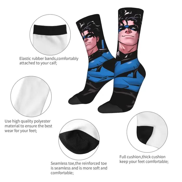 Dicks nightwing Graysons chaussettes bas décontractés femmes hommes moyen doux