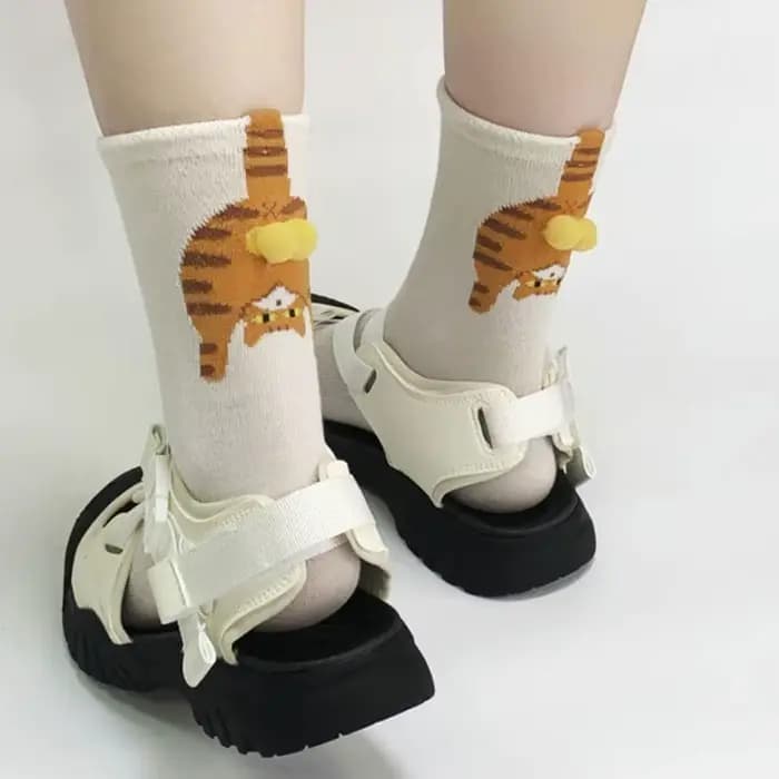 Chaussettes de Couple en forme d'œuf de chat mignon