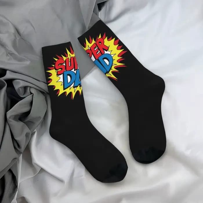 Chaussettes imprimées Super Dad pour hommes et femmes
