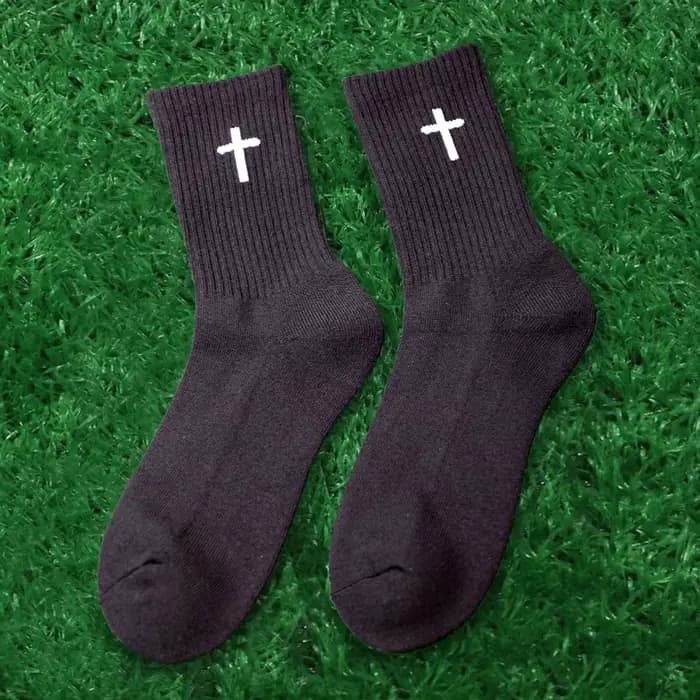 1 paire de chaussettes de sport solides pour hommes, chaussettes décontractées respirantes unisexes mi-mollet, chaussettes de Couple croisées noires/blanches toutes saisons
