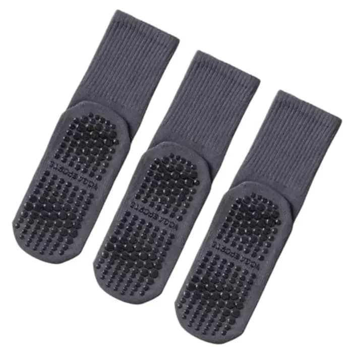 3 paires de chaussettes Pilates antidérapantes pour femmes, chaussettes mi-mollet pour yoga, barre et hôpital, lot de 3 paires
