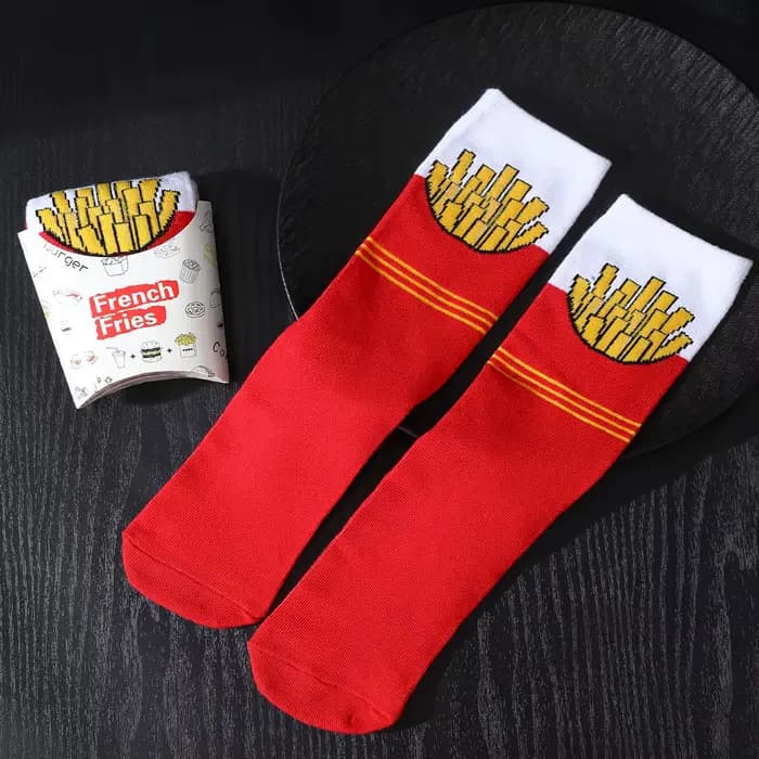 Chaussettes à motif de frites rouges amusantes