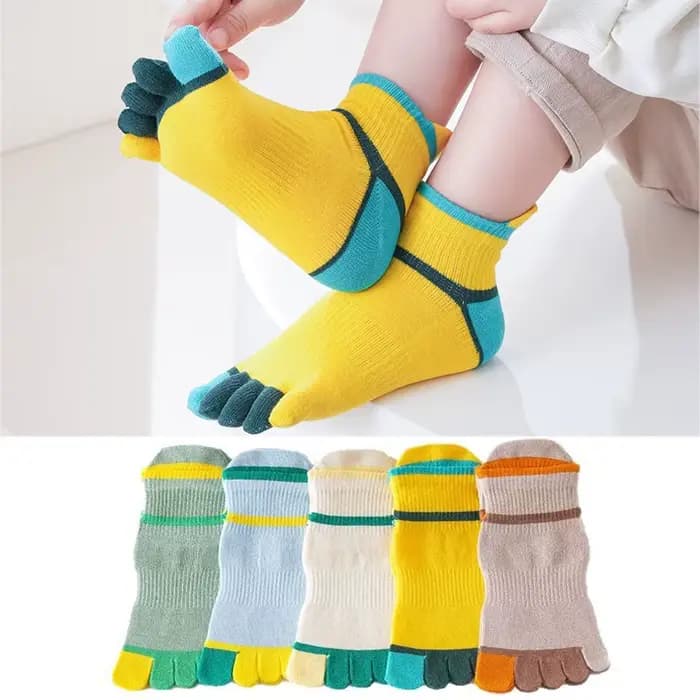 5 paires de chaussettes de cheville à cinq doigts pour enfants