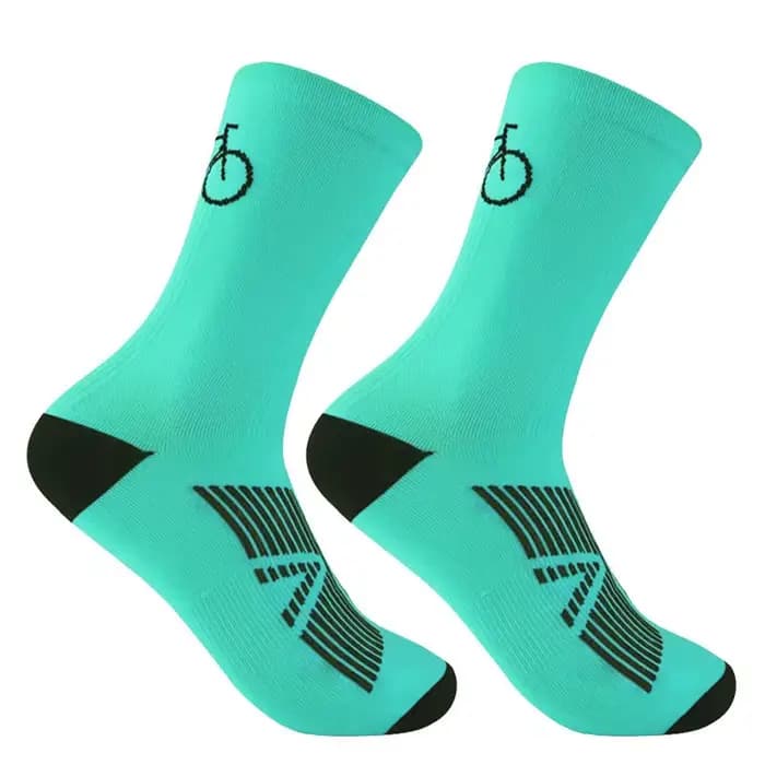 1 paire de chaussettes de cyclisme d'entraînement en plein air, renforcées aux orteils, tricotées, respirantes, antidérapantes, durables, unisexe, tailles européennes 38-43