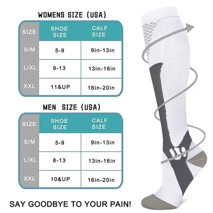 Brothock chaussettes de Compression de Sport médical hommes et femmes 20-30mmHg