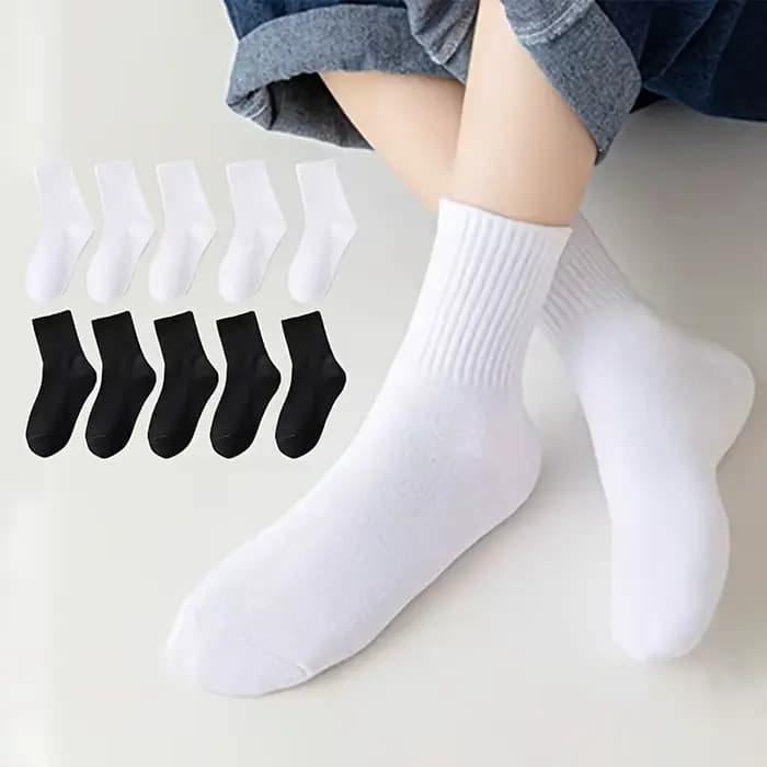 Ensemble de 5 pièces de chaussettes mi-mollet pour enfants
