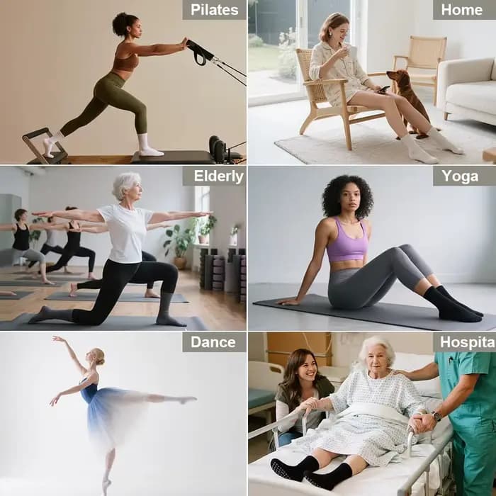 3 paires de chaussettes Pilates pour femmes avec sangles de préhension pour le yoga