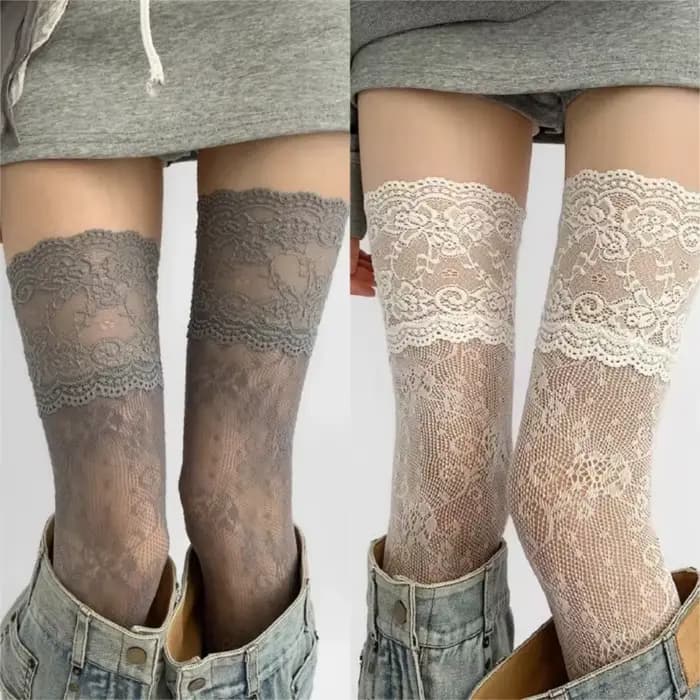 Bas résille Sexy en dentelle florale pour femmes