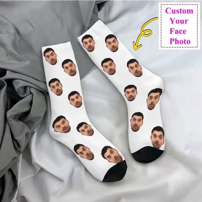 Chaussettes personnalisées avec Photo de visage drôle pour hommes et femmes