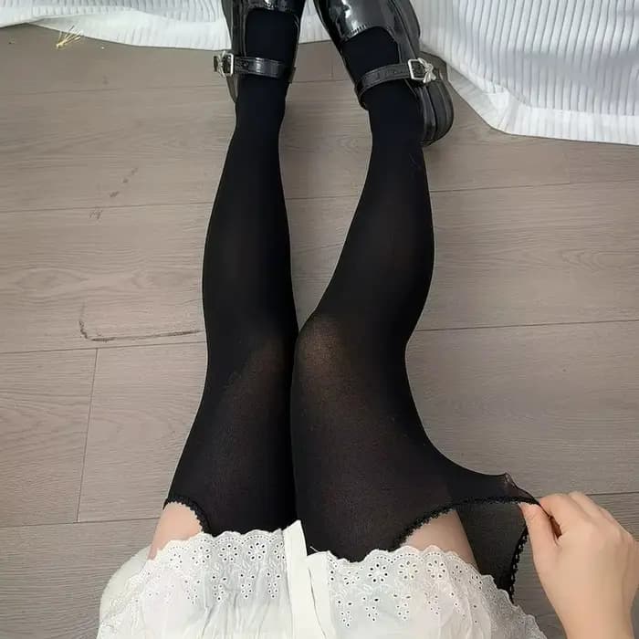 Collants noirs à bretelles pour femmes